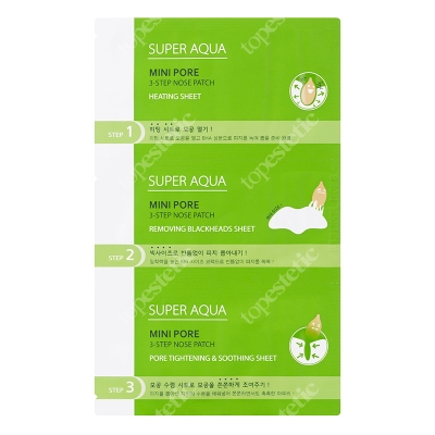 Missha Super Aqua Mini Pore 3Step Nose Patch 3 etapowe plastry oczyszczające na nos 3 g + 1 szt. + 3 g