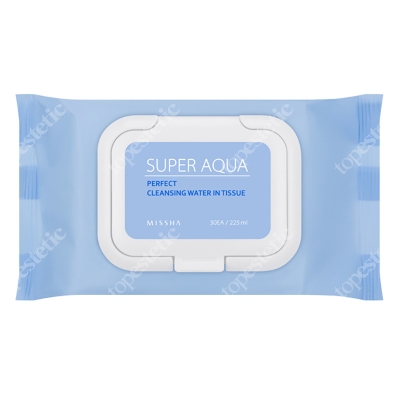 Missha Super Aqua Perfect Cleansing Water In Tissue Delikatne chusteczki do demakijażu 30 szt
