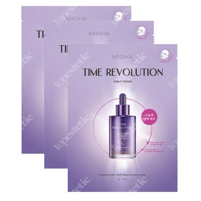 Missha Time Revolution Night Repair Ampoule Mask x 3 ZESTAW Ujędrniająca wegańska maska w płachcie 30 g x 3