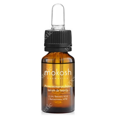 Mokosh Anti Aging Face Serum Rose with Berry Przeciwzmarszczkowe serum do twarzy 2,5% Retinolu H10 i Retinoinianu HPR - Róża z jagodą 10 ml