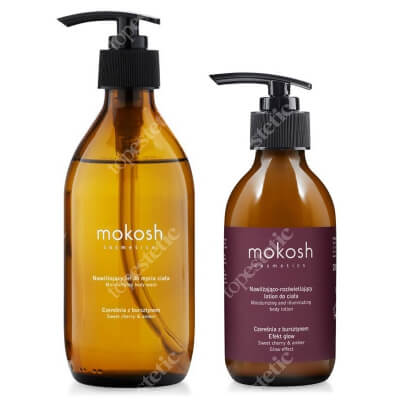 Mokosh Beauty, Sweet and Amber Body Care ZESTAW Nawilżająco - rozświetlający balsam do ciała 200 ml + Nawilżający żel do ciała 300 ml