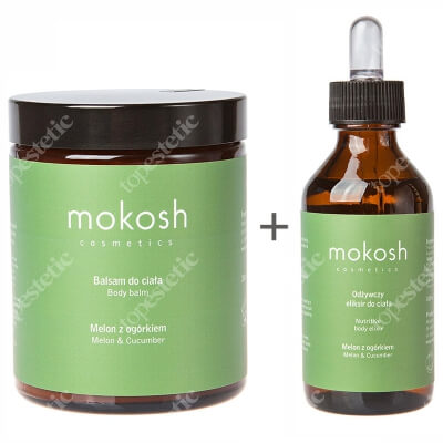Mokosh Body Balm Melon & Cucumber + Nutritive Body Elixir Melon & Cucumber ZESTAW Balsam do ciała melon z ogórkiem 180 ml + Odżywczy eliksir do ciała 100 ml