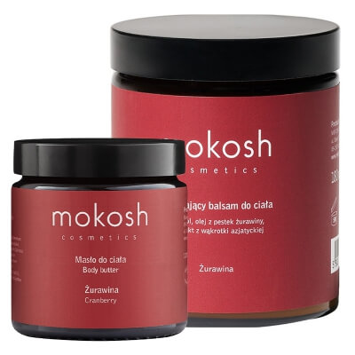 Mokosh Body Butter + Body Balm Cranberry ZESTAW Masło do ciała 120 ml + Balsam do ciała - Żurawina 180 ml