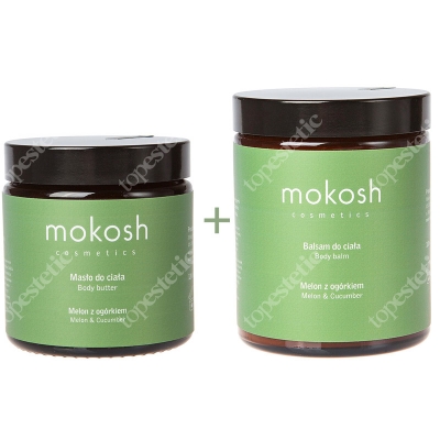 Mokosh Body Butter + Body Balm Melon & Cucumber ZESTAW Masło do ciała 120 g + Balsam do ciała - Melon z ogórkiem 180 g