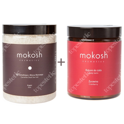 Mokosh Canrallite Dead Sea Salt + Body Balm Cranberry ZESTAW Sól karnalitowa z morza martwego 1 kg + Balsam do ciała 180 ml