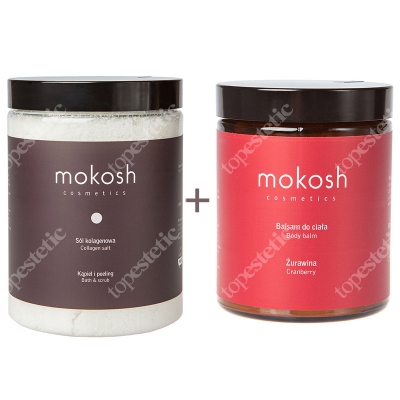 Mokosh Collagen Salt + Body Balm Cranberries ZESTAW Sól kolagenowa 1 kg + Balsam do ciała 180 ml
