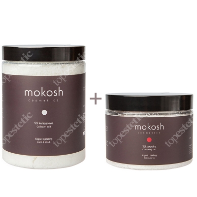 Mokosh Collagen Salt + Cranberry Salt ZESTAW Sól kolagenowa 1 kg + Sól żurawinowa 600 g