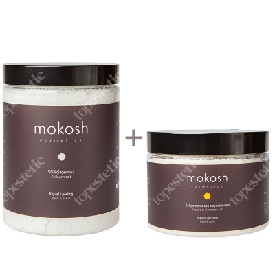 Mokosh Collagen Salt + Orange & Cinnamon Salt ZESTAW Sól kolagenowa 1 kg + Sól pomarańcza z cynamonem 600 g