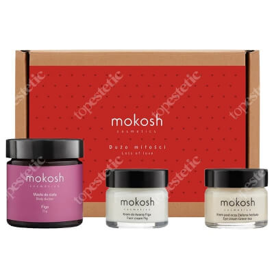Mokosh FigLove ZESTAW Masło co ciała figa 60 ml + Wygładzający krem do twarzy Figa 15 ml + Korygujący krem pod oczy - zielona herbata 15 ml