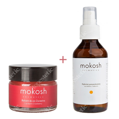 Mokosh Hydrolat + Lip Balm Cranberry ZESTAW Hydrolat pomarańczowy na wodzie z lodowca 100 ml + Balsam do ust 15 ml