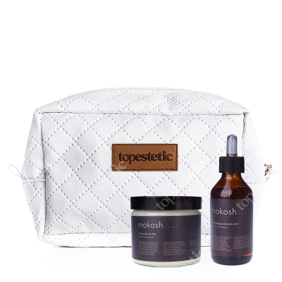 Mokosh Icon Rozświetlające Serum + Peeling Solny ZESTAW Serum wanilia z tymiankiem 100 ml + Peeling wanilia z tymiankiem 30 g + kosmetyczka