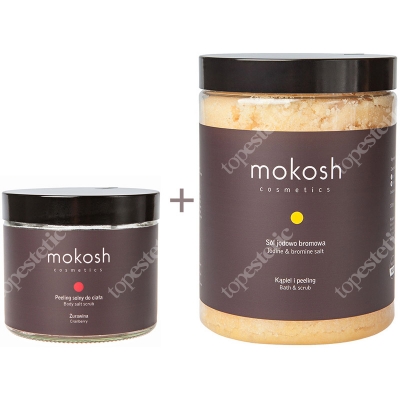 Mokosh Iodine & Bromine Salt + Body Salt Scrub Cranberry ZESTAW Sól jodowo-bromowa 1200 g + Peeling solny do ciała 300 g