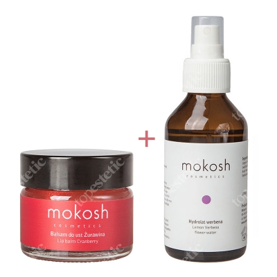 Mokosh Lemon Verbena Flower Water + Lip Balm Cranberry ZESTAW Hydrolat werbena 100 ml + Balsam do ust 15 ml