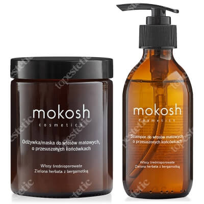 Mokosh Włosy Pełne Blasku ZESTAW Szampon 200 ml + Odżywka 180 ml - Włosy średnioporowate - Zielona herbata z bergamotką