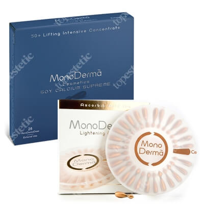 MonoDerma Brightening Skin ZESTAW Serum liftingujące 28 kaps. + Zawiera czystą witaminę C (kwas l-askorbinowy) w stężeniu 10% - 28 kaps.