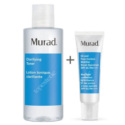 Murad Clarifying Toner + Oil and Pore Control Mattifier SPF 45 PA++++ ZESTAW Oczyszczający tonik 180 ml + Krem matujący 50 ml