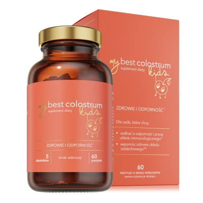 MyBestPharm MyBestColostrum KIDS Wsparcie odporności u dzieci w pastylkach - wiśnia 60 szt