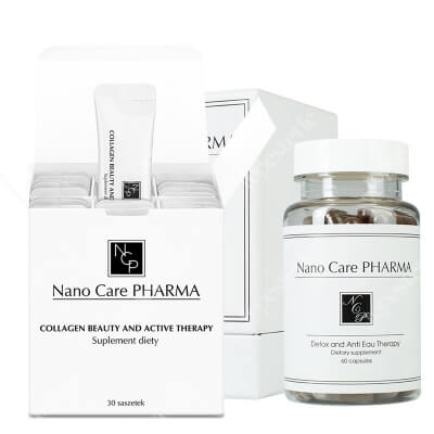 Nano Care Pharma Collagen + Detox Therapy ZESTAW Suplement diety 30 saszetek + Detoks i terapia antycellulitowa 60 kaps.