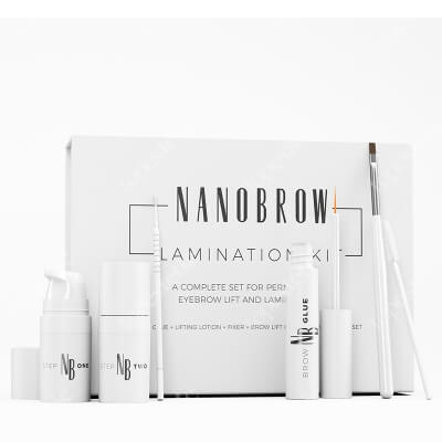 Nanobrow Lamination Kit ZESTAW Krok 2 - Utrwalacz 5 ml + Krok 1 - Płyn liftingujący do brwi 5 ml + Klej-żel do brwi 7 ml + Pędzelek 1 szt + Szczoteczka 1 szt.