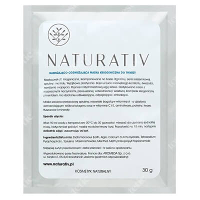 Naturativ Cryogenic Face Mask Nawilżająco odświeżająca maska kriogeniczna 30 g