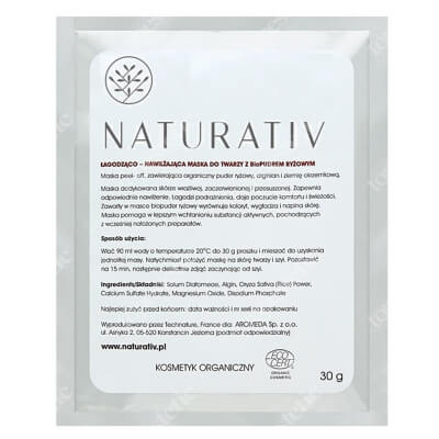 Naturativ Face Mask with Rice Bio Powder Łagodząco nawilżająca maska z biopudrem ryżowym 30 g