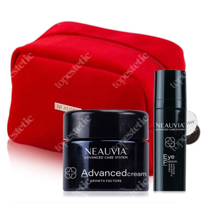 Neauvia Advanced Cream + Eye Fusion + Kosmetyczka ZESTAW Zaawansowany krem do twarzy 50 ml + Krem pod oczy 30 ml + Czerwona kosmetyczka 1 szt gratis