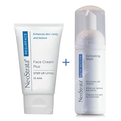 NeoStrata Face Cream Plus + Skin Active Exfoliating Wash ZESTAW Krem do twarzy z kwasem glikolowym 40 g + Złuszczająca pianka do mycia twarzy 125 ml