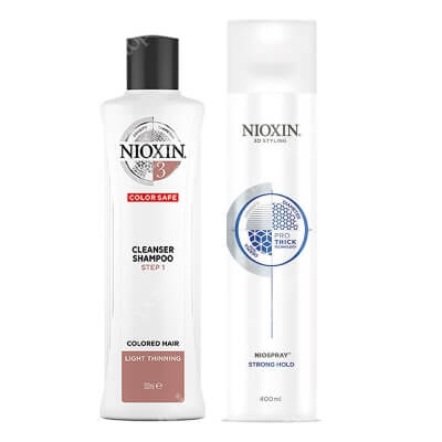 Nioxin Cleanser + Niospray ZESTAW Szampon oczyszczający przeciw wypadaniu 300 ml + Lakier mocno utrwalający 400 ml