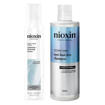 Nioxin Ultimate Power + Volume Hair ZESTAW Szampon przeciw wypadaniu włosów 240 ml + Pianka nadająca objętość 200 ml