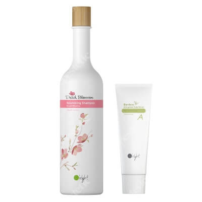 O right Peach Blossom Volumizing Shampoo + Bamboo A Anti Grease Scalp Serum ZESTAW Szampon nadający objętość 400 ml + Bambusowy peeling enzymatyczny 240 ml