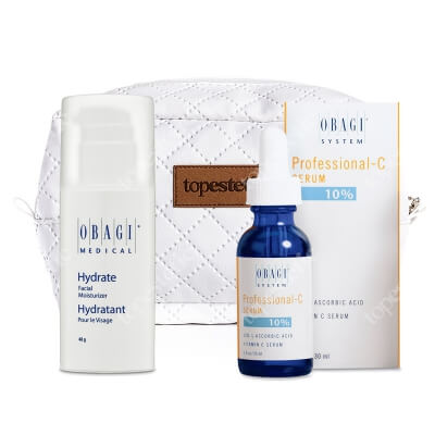 Obagi Hydrate + C Serum 10% + Kosmetyczka ZESTAW Długotrwale nawilżający krem 48 g + Serum w formie kwasu L-askorbinowego 30 ml + Kosmetyczka