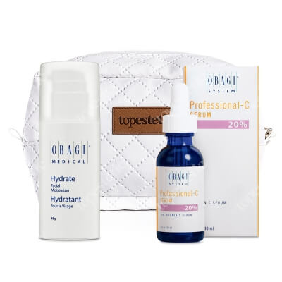 Obagi Hydrate + C Serum 20% + Kosmetyczka ZESTAW Długotrwale nawilżający krem 48 g + Serum w formie kwasu L-askorbinowego 30 ml + Kosmetyczka