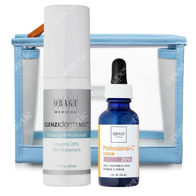 Obagi Professional - C Serum 20% + Therapeutic Moisturizer ZESTAW Serum w formie kwasu L-askorbinowego 30 ml + Terapeutyczny krem nawilżający z 20% gliceryną 50 ml + Kosmetyczka 1 szt
