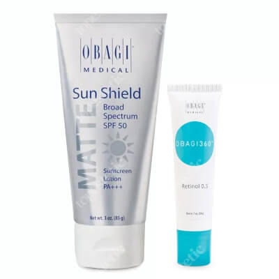Obagi Retinol 0,5 + Sun Shield Matte Broad Spectrum SPF 50 ZESTAW Krem z retinolem 0,5 % 28 g + Matujący krem do codziennej pielęgnacji, chroniący przed promieniowaniem słonecznym UVA i UVB 85 g