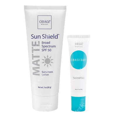 Obagi Retinol 0,5 + Sun Shield Matte Broad Spectrum SPF 50 ZESTAW Krem z retinolem 0,5 % 28 g + Matujący krem do codziennej pielęgnacji, chroniący przed promieniowaniem słonecznym UVA i UVB 85 g