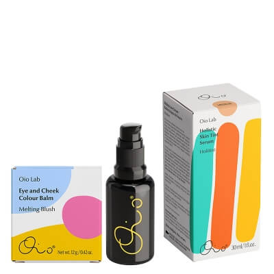 Oio Lab Future Glow Routine ZESTAW Koloryzujący balsam do powiek i policzków (kolor Future Glow) 12g + Holistyczne serum koloryzujące do twarzy (kolor Medium) 30 ml