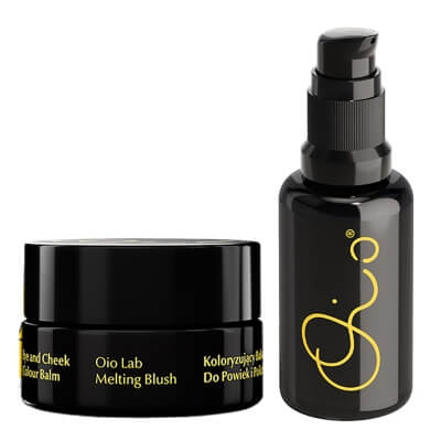 Oio Lab Sunlit Glow Routine ZESTAW Koloryzujący balsam do powiek i policzków (kolor Sunlit) 12g + Holistyczne serum koloryzujące do twarzy 30 ml