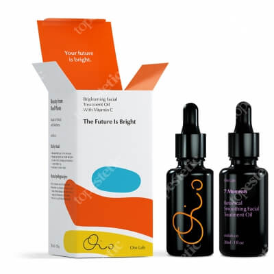 Oio Lab The Future Is Bright + 7 Moments ZESTAW Kuracja rozjaśniająca z witaminą C do twarzy 30 ml + Botaniczna kuracja wygładzająca 30 ml