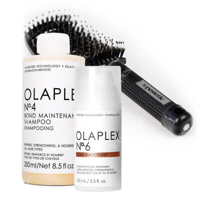 Olaplex Olaplex Shampoo No.4 + Olaplex Smoother No.6 + Szczotka do Włosów Topestetic ZESTAW Szampon regenerujący 250 ml + Krem stylizujący bez spłukiwania 100 ml + Szczotka 1 szt