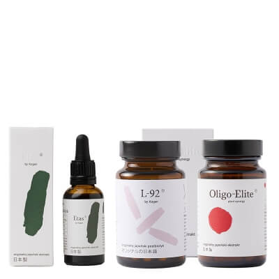 Oligo Elite Etas + L-92 + Elite ZESTAW Roślinny ekstrakt z dolnej części szparaga Asparagus officinalis - krople 30 ml + Postbiotyk 30 kps + Ekstrakt z liczi 30 kps.
