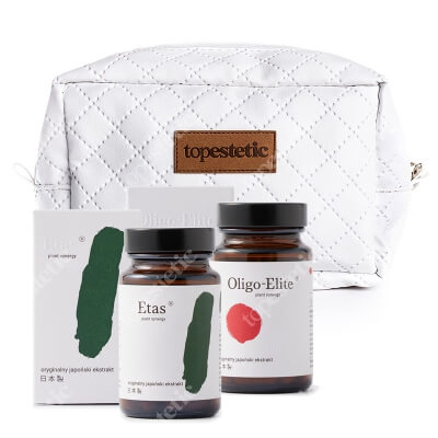 Oligo Elite Oligo Elite + Etas ZESTAW Ektrakt z liczi i zielonej herbaty 30 kaps. + Roślinny ekstrakt z dolnej części szparaga Asparagus officinalis 60 kaps. + kosmetyczka gratis