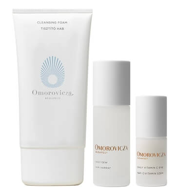 Omorovicza Fresh Glow Ritual ZESTAW Oczyszczająca pianka do mycia twarzy 150 ml + Lekki żel nawilżający 50 ml + Krem z witaminą C pod oczy 15 ml