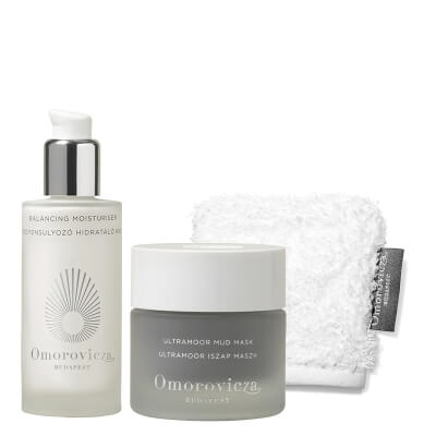 Omorovicza Pure Hydration Set ZESTAW Równoważący krem-żel ​​nawilżający 50 ml + Przeciwstarzeniowa maska oczyszczająca 50 ml + Rękawiczka do demakijażu (kolor biał