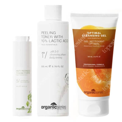 Organic Series Anti Redness Set ZESTAW Żel do mycia twarzy 200 ml + Złuszczający tonik z 10% kwasem mlekowym 200 ml + Krem do cery naczyniowej 50 ml