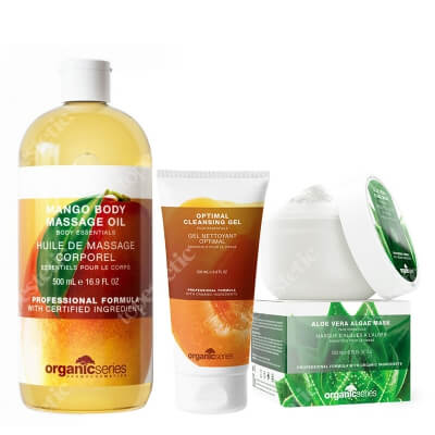 Organic Series Bestseller Set ZESTAW Olejek do ciała mango 500 ml + Żel do mycia twarzy 200 ml + Maska algowa aloesowa 200 ml