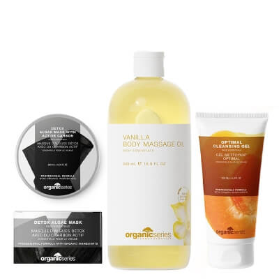 Organic Series Favorite Set ZESTAW Maska algowa z aktywnym węglem 200 ml + Olejek do ciała waniliowy 500 ml + Żel do mycia twarzy 200 ml