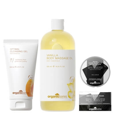 Organic Series Favorite Set ZESTAW Maska algowa z aktywnym węglem 200 ml + Olejek do ciała waniliowy 500 ml + Żel do mycia twarzy 200 ml