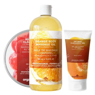 Organic Series Favorite Set ZESTAW Żel do mycia twarzy 200 ml + Maska algowa czerwone wino 200 ml + Olejek do ciała pomarańczowy 500 ml