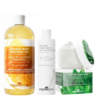 Organic Series Favorite Set ZESTAW Złuszczający tonik 200 ml + Maska algowa aloesowa 200 ml + Olejek do ciała pomarańczowy 500 ml