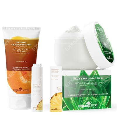 Organic Series Gel + Toner + Mask ZESTAW Żel do mycia twarzy 200 ml + Enzymatyczny tonik z kwasami AHA 50 ml + Maska algowa aloesowa 200 ml